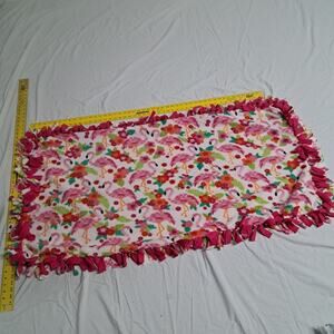 Handmade Dbl Fleece Tie Blanket Baby Crib Stroller Car Seat Flamingo Flower Fern